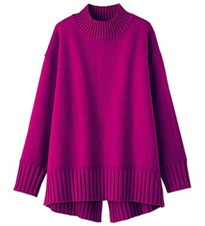 BELLUNA（ベルーナ）の「洗える！バックスリットデザインニット（ニット・セーター）」｜ラズベリー