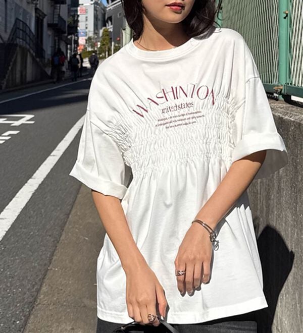 RANAN（ラナン）の「マルチファンクション　シャーリングプリントT（Tシャツ）」｜ホワイト