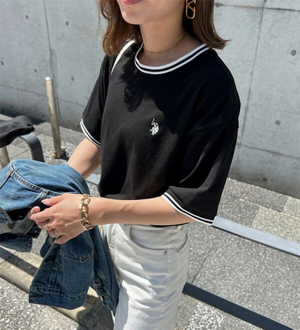 GeeRA（ジーラ）の「【ＵＳ．ＰＯＬＯ．ＡＳＳＮ】ライン配色Ｔシャツ（Tシャツ）」｜詳細画像