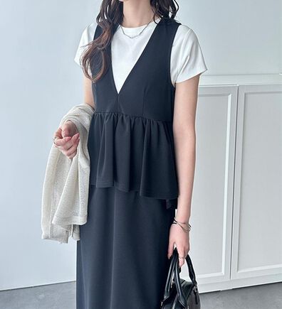 GeeRA（ジーラ）の「【再入荷】楽ちん！ペプラムジャンパースカート（ジャンパースカート）」