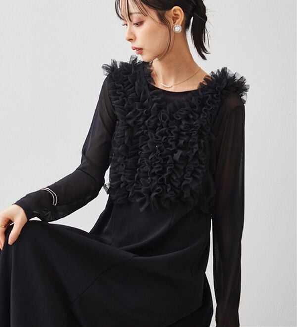 RANAN（ラナン）の「＜３点セット＞チュールフリルベストフレアワンピース（その他ワンピース）」｜詳細画像