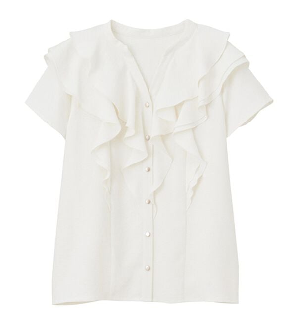 GeeRA（ジーラ）の「ラッフルフリルハーフスリーブブラウス（ブラウス）」｜詳細画像