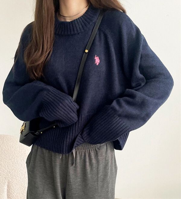 GeeRA（ジーラ）の「【ＵＳ．ＰＯＬＯ　ＡＳＳＮ】ショート丈ニット（ニット・セーター）」｜詳細画像