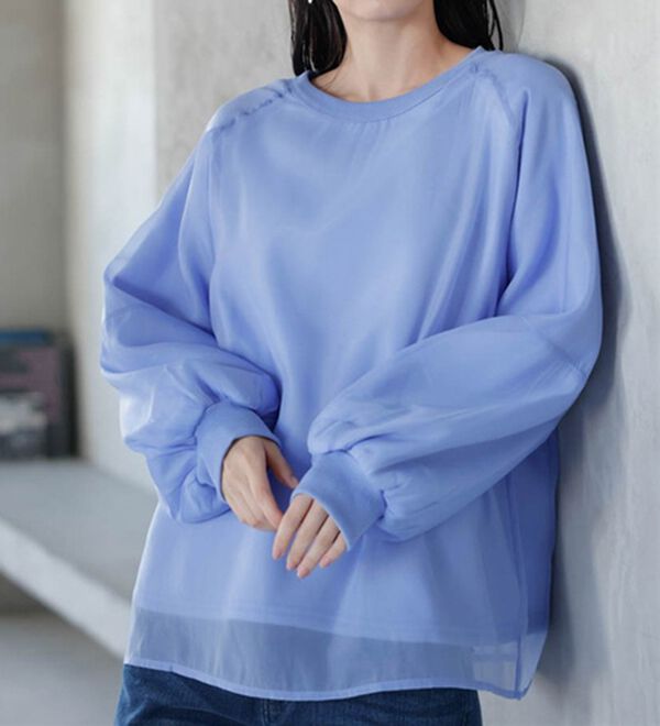 RANAN（ラナン）の「裏起毛シアー素材レイヤードスウェット（カットソー）」｜詳細画像