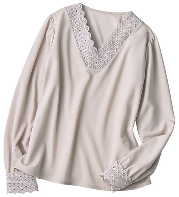 BELLUNA（ベルーナ）の「アーチレース使いブラウス（ブラウス）」｜トープ