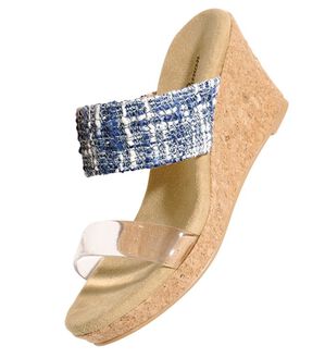 RANAN（ラナン）の「ツイードデザインクリアストラップウェッジサンダル（サンダル・ミュール）」｜ブルー系