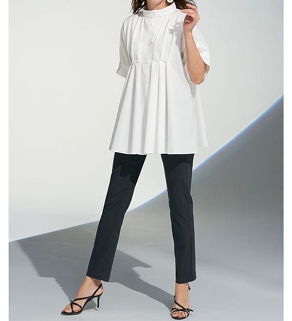 BELLUNA（ベルーナ）の「汚れが落ちやすい白！タックブラウス（ブラウス）」｜詳細画像