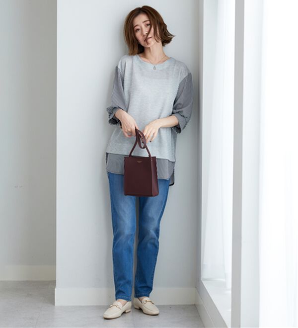 BELLUNA（ベルーナ）の「ラメ調素材シャツフェイクチュニック（チュニック）」｜詳細画像