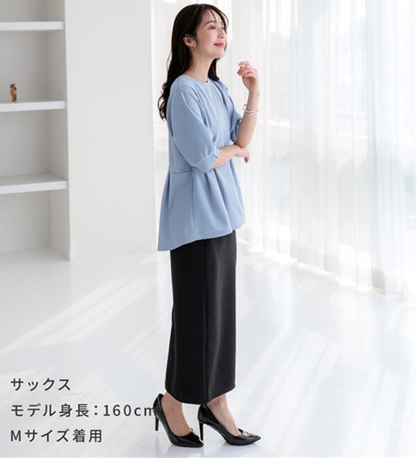 BELLUNA（ベルーナ）の「ジョーゼット素材タック使いＴブラウス（ブラウス）」｜詳細画像