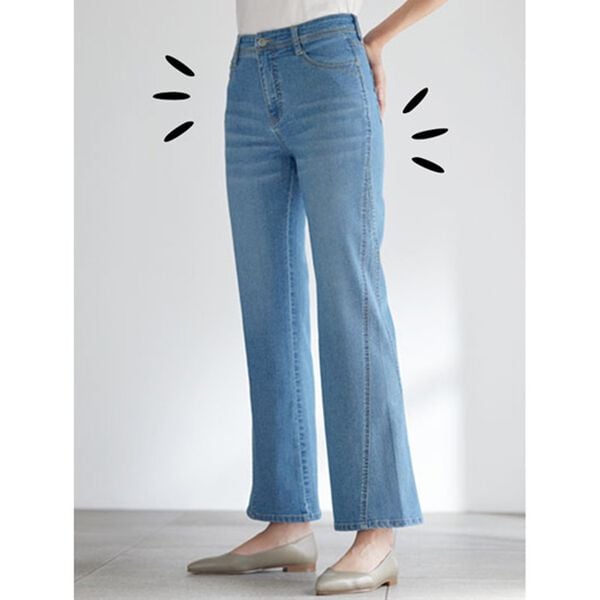 BELLUNA（ベルーナ）の「細見せ！セミフレアーデニムパンツ（フルレングスパンツ）」｜詳細画像