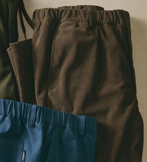 「＜シンプル＆プラス＞裏起毛ストレッチパンツ（メンズフルレングスパンツ）」｜ブラウンコーデュロイ