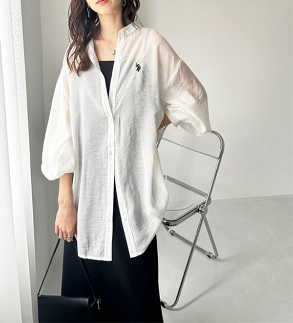 GeeRA（ジーラ）の「【Ｕ．Ｓ．　ＰＯＬＯ　ＡＳＳＮ．】バンドカラーシアーシャツ（シャツ）」｜詳細画像