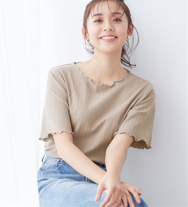 alotta（アロッタ）の「メロウ使いテレコリブＴシャツ（カットソー）」｜詳細画像