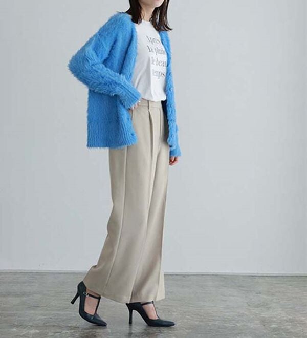 Pierrot（ピエロ）の「大人シルエットウールライクタックワイドパンツ（ワイドパンツ・ガウチョ）」｜詳細画像