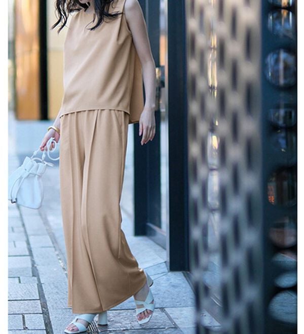 RANAN（ラナン）の「ひんやり！キーネックブラウス&times;パンツ（フルレングスパンツ）」｜詳細画像