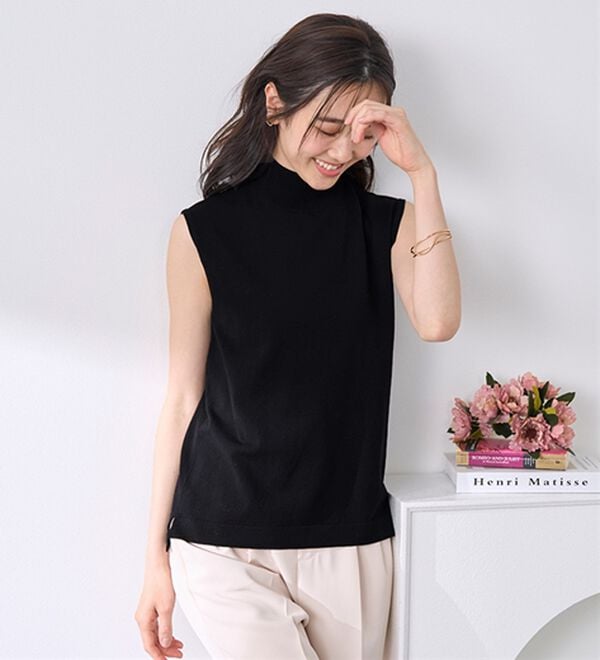 BELLUNA（ベルーナ）の「【選べるデザイン】Ｔシャツが苦手な方に！ひんやり綿混ニットＴ（ニット・セーター）」｜詳細画像