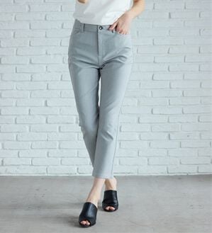 BELLUNA（ベルーナ）の「 【接触冷感】【選べる2丈】サラリ裏メッシュ美脚アンクルパンツ（フルレングスパンツ）」｜細ストライプ