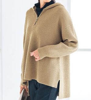 VINNO（ヴィノ）の「ジップデザインもちもちフーデッドパーカー（パーカー）」｜詳細画像