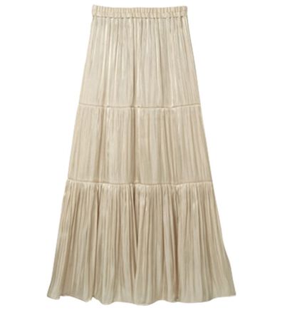 RANAN（ラナン）の「サテンプリーツティアードスカート（ロングスカート）」