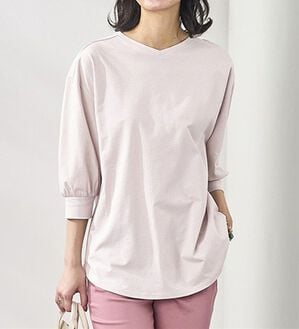 BELLUNA（ベルーナ）の「ひんやり！綿１００％キシリトールプリントチュニック（チュニック）」｜グレージュ