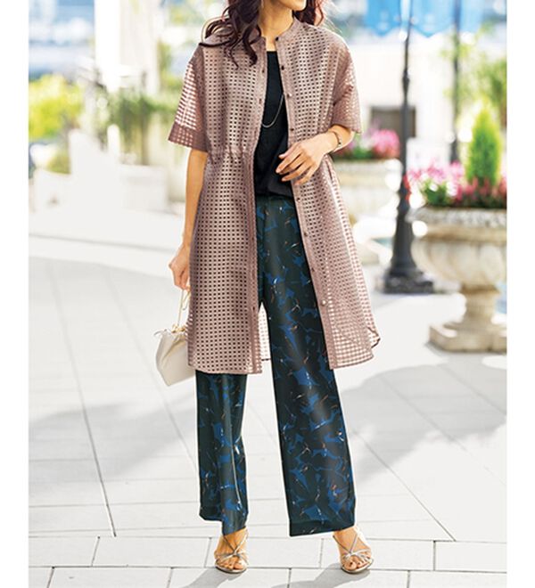 BELLUNA（ベルーナ）の「シアーチェック大人顔ロング丈シャツ（シャツワンピース）」｜詳細画像