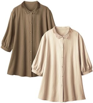 ルフラン（ルフラン）の「【２色組】レース衿ブラウス（ブラウス）」｜2色組