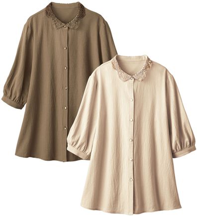 ルフラン（ルフラン）の「【２色組】レース衿ブラウス（ブラウス）」