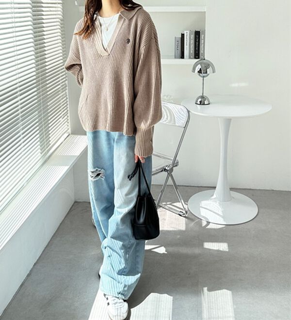 GeeRA（ジーラ）の「【ＵＳ．ＰＯＬＯ　ＡＳＳＮ】ポロデザインニット（ニット・セーター）」｜詳細画像