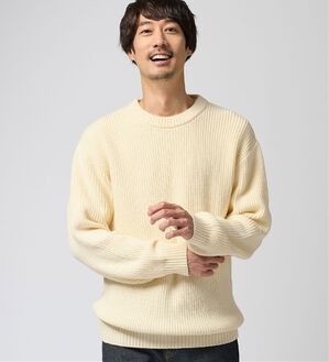 REMEN'S（リメンズ）の「【洗える】やわらかタッチ畦編みクルーネックセーター（メンズニット・セーター）」｜オフホワイト
