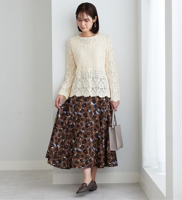 BELLUNA（ベルーナ）の「リボン柄透かし編ニットプルオーバー（ニット・セーター）」｜詳細画像