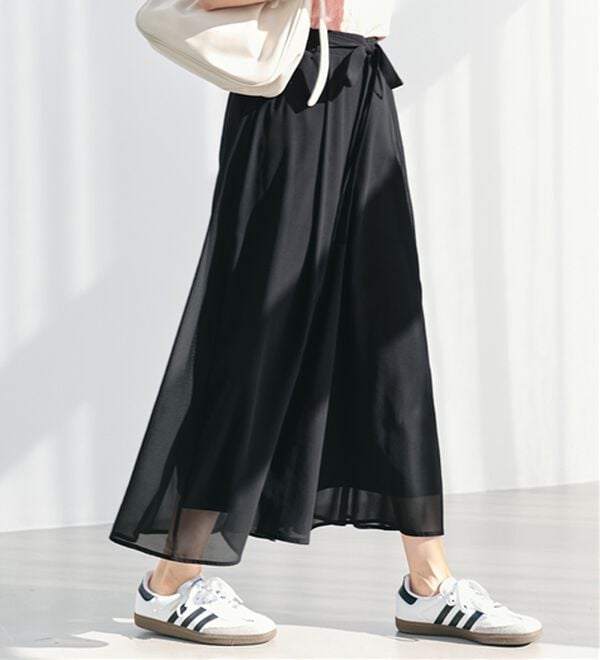 alotta（アロッタ）の「ふんわりシフォンワイドパンツ（ワイドパンツ・ガウチョ）」｜ブラック