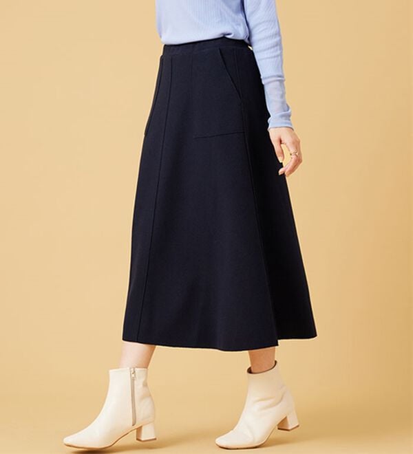 BELLUNA（ベルーナ）の「ふんわりメルトン素材ポケット付スカート（ロングスカート）」｜詳細画像