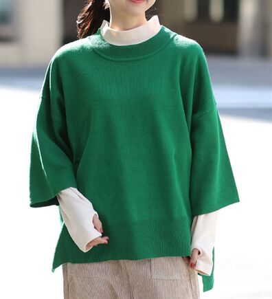 A HAPPY MARILYN（アハッピーマリリン）の「【Ｌ～６Ｌ】重ね着を楽しむレイヤード専用ニットプルオーバー（ニット・セーター）」