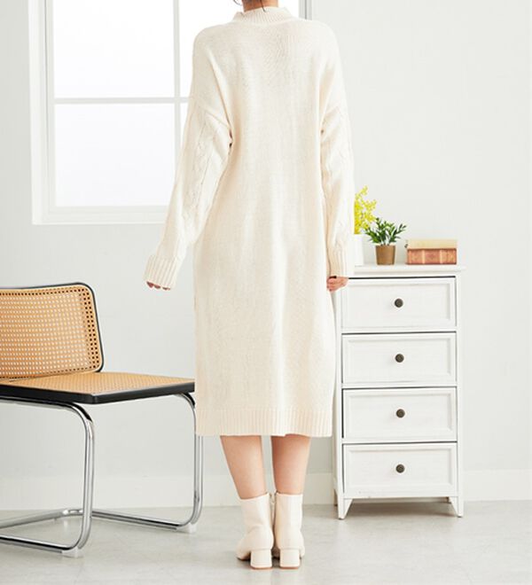 BELLUNA（ベルーナ）の「ケーブル柄ロング丈ニットワンピース（ニットワンピース）」｜詳細画像