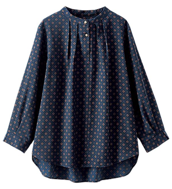 BELLUNA（ベルーナ）の「金ボタン使い華やぎ小紋ブラウス（ブラウス）」｜詳細画像