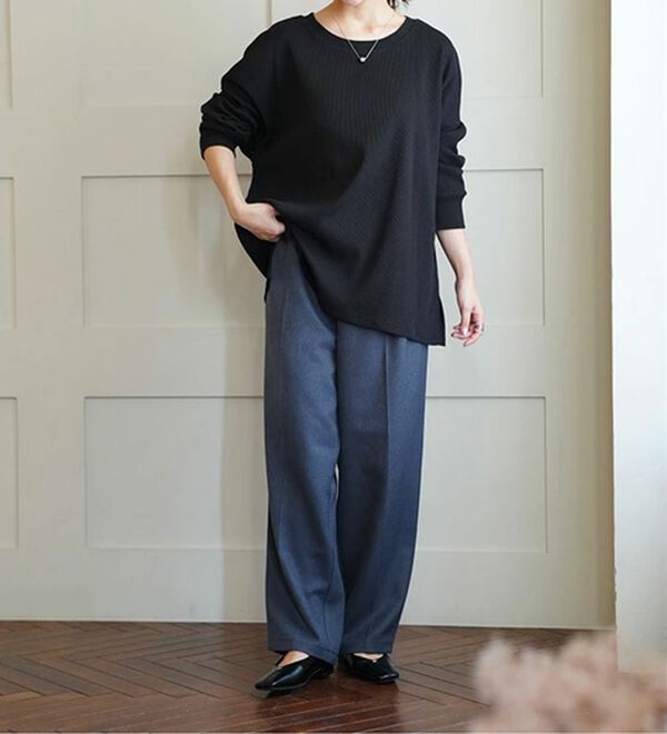 A HAPPY MARILYN（アハッピーマリリン）の「【Ｌ～８Ｌ】コットン１００％ 楽にのびる ワッフルシリーズ ゆったりプルオーバー（Tシャツ）」｜詳細画像