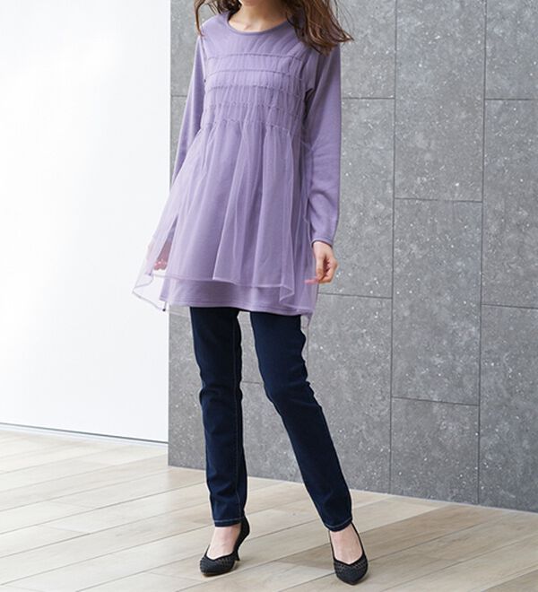 RANAN（ラナン）の「ふんわりあったか素材チュール重ねチュニック（チュニック）」｜詳細画像