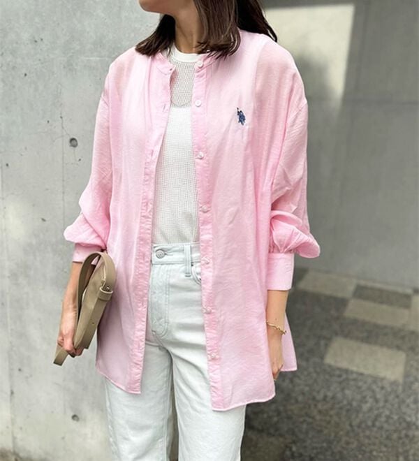 GeeRA（ジーラ）の「【Ｕ．Ｓ．　ＰＯＬＯ　ＡＳＳＮ．】バンドカラーシアーシャツ（シャツ）」｜詳細画像