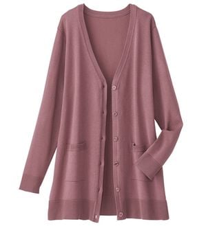BELLUNA（ベルーナ）の「綿タッチやわらかベーシックカーディガン（ニットカーディガン）」｜ローズ