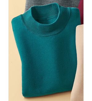 BELLUNA（ベルーナ）の「メリノウール１００％ハイネックセーター（ニット・セーター）」｜ターコイズ