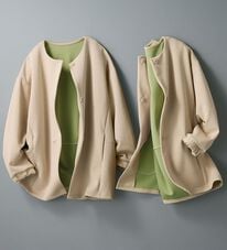 BELLUNA（ベルーナ）の「＜ａｉｒｙ　ｊｅｒｓｅｙ＞配色コクーンジャケット（ノーカラージャケット）」