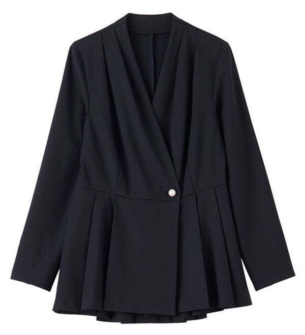 GeeRA（ジーラ）の「【２点セット】パールボタンペプラムプリーツテーパードセットアップ（パンツスーツ）」｜詳細画像