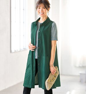BELLUNA（ベルーナ）の「ナチュラルクールな綿１００％ロングジレ（ジレ）」｜グリーン