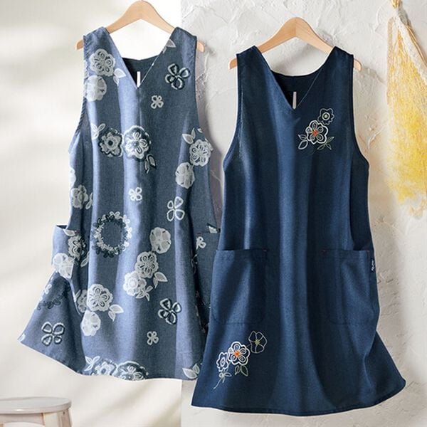 ルフラン（ルフラン）の「【２色組】杢調デザインエプロン（エプロン）」｜2色組