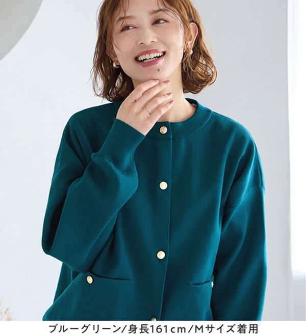 Viola e Viola（ヴィオラ エ ヴィオラ）の「むぎゅっと質感ゴールドボタンニットカーデ（ニットカーディガン）」｜詳細画像