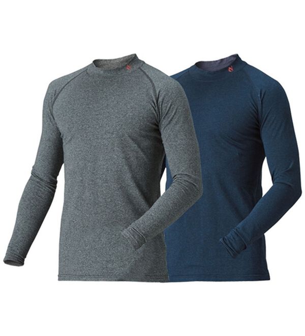 「【２色組】＜コムルヴァン・オム・ゴルフ＞保温素材の杢調ハイネック（メンズＴシャツ）」｜2色組