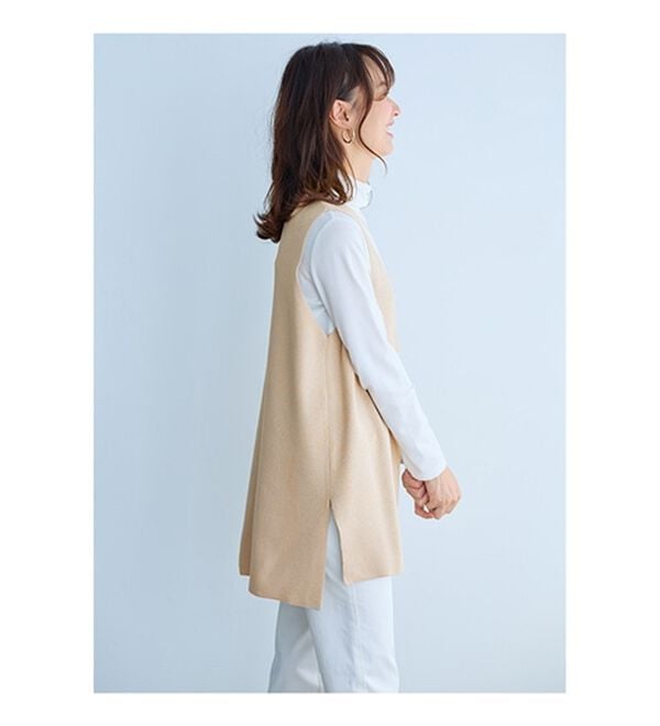 BELLUNA（ベルーナ）の「エコ素材シンプルロングニットベスト（ベスト）」｜詳細画像