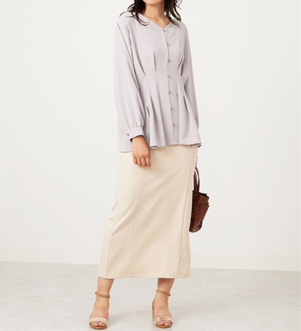 BELLUNA（ベルーナ）の「【接触冷感/UV対策】機能付！ウエストタックブラウス（ブラウス）」｜詳細画像