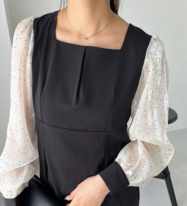 GeeRA（ジーラ）の「【オケージョン】バックリボンシアードット切替ワンピース（その他ワンピース）」｜詳細画像