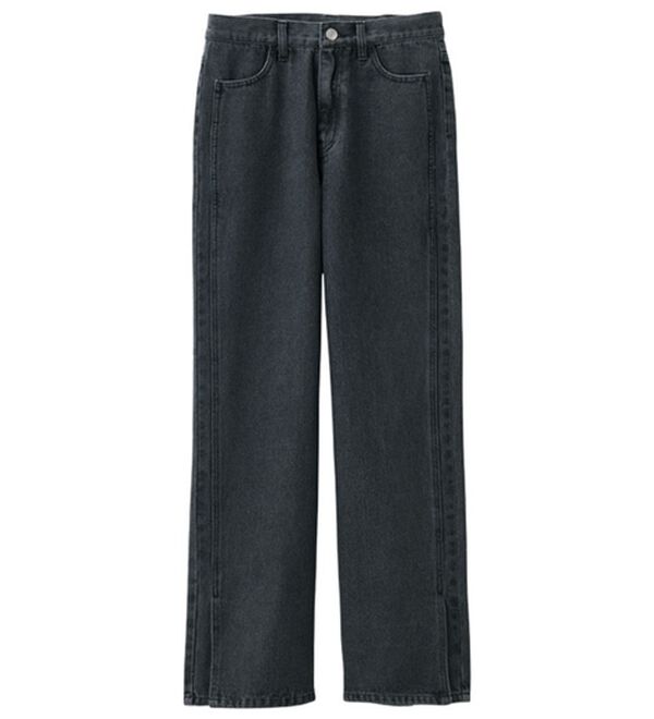 RANAN（ラナン）の「ワイドストレート裾スリットデニム（フルレングスパンツ）」｜ブラック